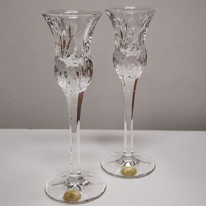Vintage Princess House 24% Lead Clear Crystal Candlesticks 8” Made In Germany